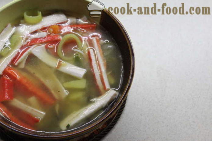 Supa cu bastoane crab si legume - modul de a găti cu bastoane crab, un pas cu pas reteta fotografii m