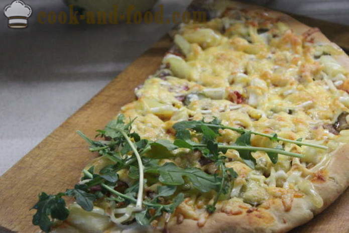 Pizza de drojdie cu carne și brânză la domiciliu - pas cu pas reteta foto-pizza cu carne tocată în cuptor