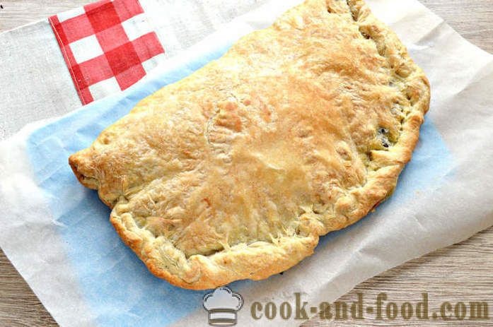 Plăcintă cu varză și ciuperci foetaj - cum să gătească un tort de puf aluat nedospit, un pas cu pas reteta fotografii