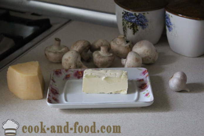 Fast food cu ciuperci și brânză - ciuperci, cum ar fi coapte cu brânză în cuptor, cu un pas cu pas reteta fotografii
