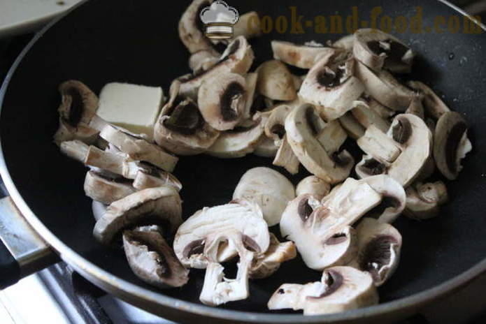 Chiftele de porc cu ciuperci și sos de smântână - cum să se pregătească chiftele de carne și ciuperci tocate, un pas cu pas reteta fotografii