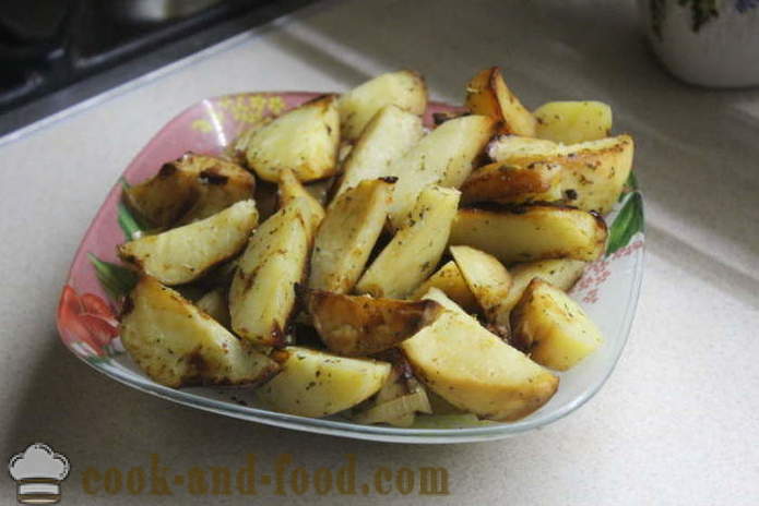 Cartofi copti cu miere și muștar la cuptor - ca delicioase pentru a găti cartofii în gaură, pas cu pas reteta cu phot