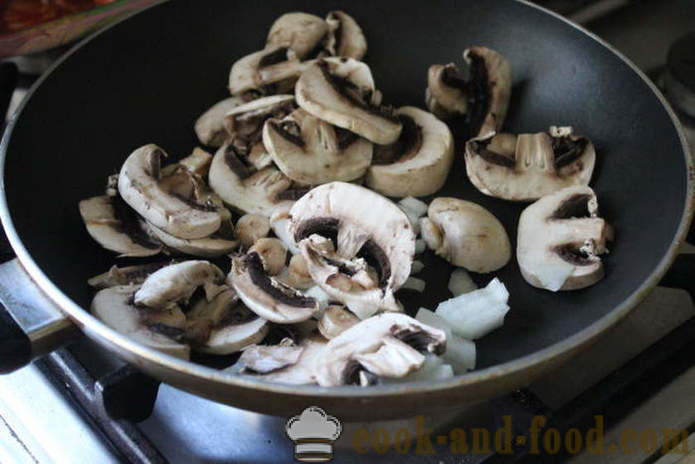 Cartofi cu ciuperci cu smantana si usturoi - cum să gătească cartofi cu ciuperci într-o tigaie, un pas cu pas reteta fotografii