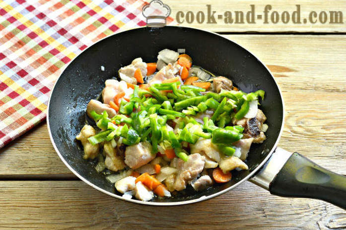 Orez cu legume și pui - atât delicioase orez bucătar pui într-o tigaie, un pas cu pas fotografii rețetă