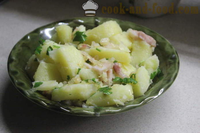 Cartofi gustoase cu usturoi și slănină - cum să gătească un delicios cartofi noi, un pas cu pas reteta fotografii