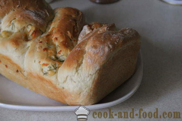 Pâine de casă brânză cu ierburi - un pas cu pâine brânză pas rețetă în cuptor, cu fotografii