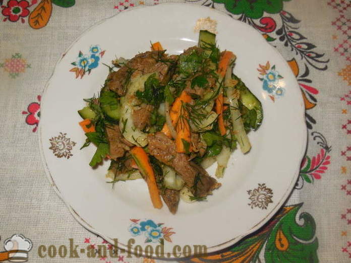 Salata cu carne în coreeană cu castraveți și morcovi - modul de a găti carnea în coreeană, un pas cu pas reteta fotografii