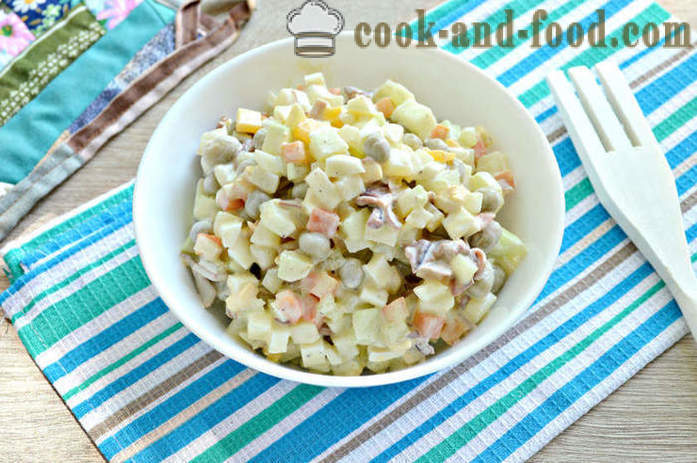 Salata de cartofi cu calamar conserve - cum să faci o salata cu calmar și cartofi, cu un pas cu pas reteta fotografii