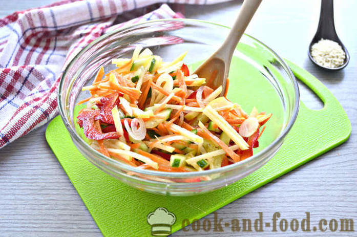 Salata de legume proaspete cu susan - cum să faci o salată cu semințe de susan și legume, cu un pas cu pas reteta fotografii