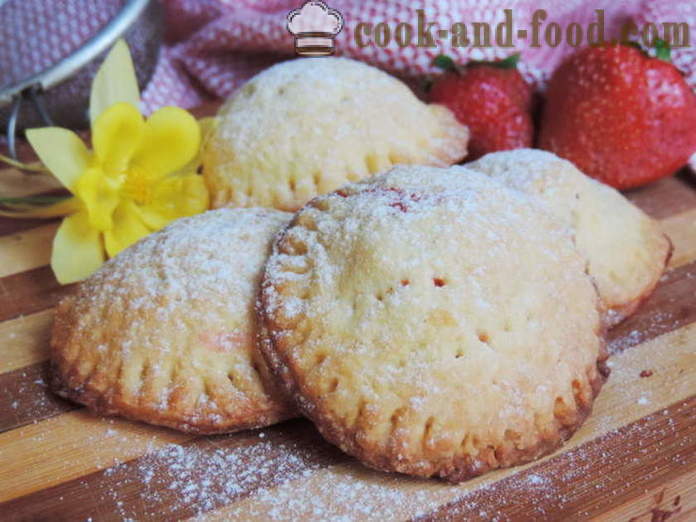 Shortbread cookie-uri cu căpșuni în cuptor - Cum se coace shortbread umplute cu căpșuni, un pas cu pas reteta fotografii