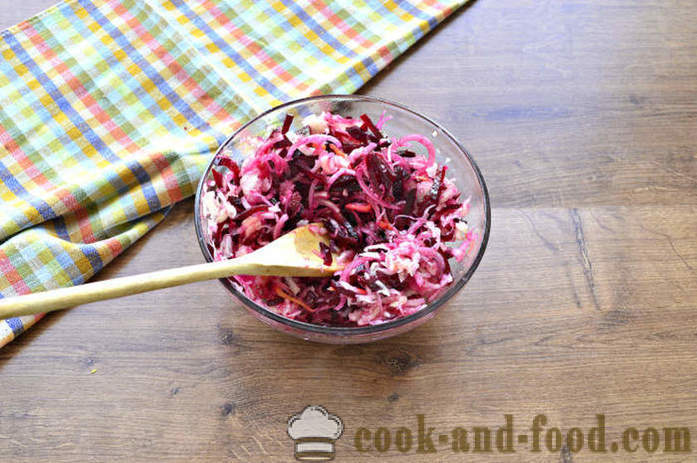 Salata de sfecla fara carne, cu varză acră - modul de a găti salata de sfeclă roșie cu varză murată, un pas cu pas reteta fotografii