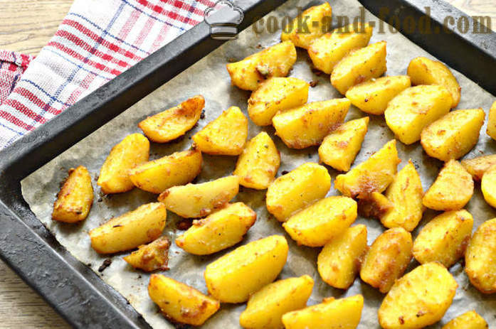 Felii de cartof copt în cuptor cu usturoi si sos de soia - atât cartofi delicioase coaptă în cuptor, cu un pas cu pas reteta fotografii