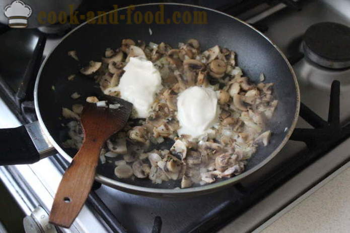 Paste alimentare umplute-scoici cu ciuperci tocate - modul de a face paste-scoici umplute în cuptor, cu un pas cu pas reteta fotografii