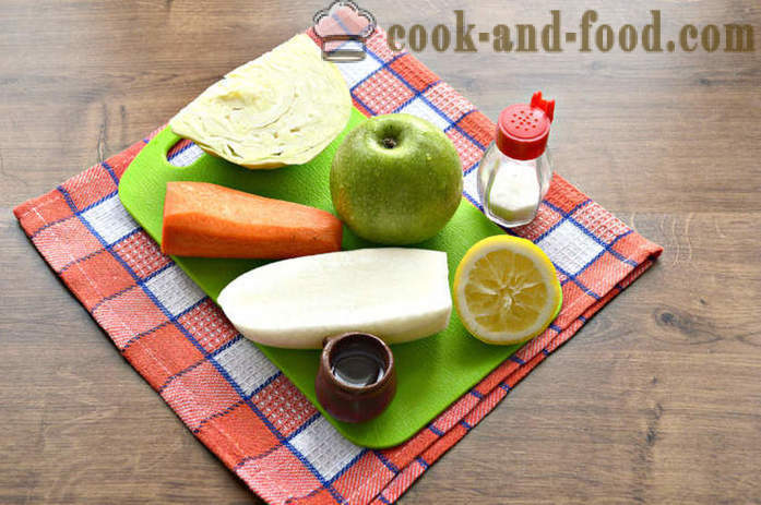 Salata de ridiche alba si morcov, mere și varză - cum să pregătească o salata de ridiche alba si unt, cu un pas cu pas reteta fotografii