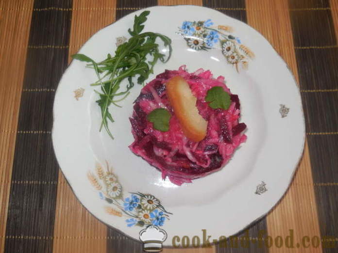 Salata de sfecla fierte și varză acră cu mere si ghimbir - cum să faci o salată de varză murată, un pas cu pas reteta fotografii