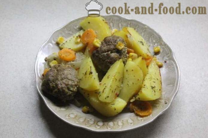 Chiftelutele coapte în cuptor cu cartofi și legume - modul de a găti perisoarele în cuptor, cu un pas cu pas reteta fotografii