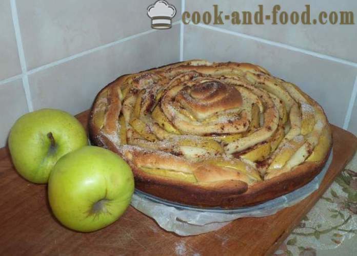 Placinta cu mere drojdie Rose - cum să gătească o plăcintă cu mere cu aluat sub formă de trandafiri, pas cu pas reteta fotografii
