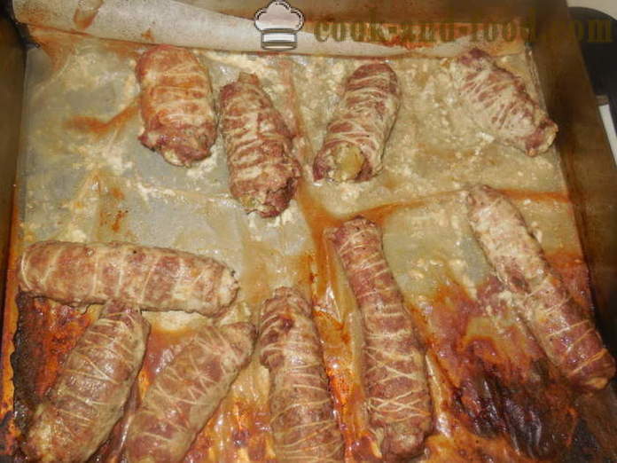 Degetele de carne umplute în cuptor - cum să facă degetele de carne de porc carne, pas cu pas reteta fotografii