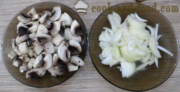 Friptură cu cartofi gustoase în cuptor - Cum de a găti o friptură cu cartofi, carne și ciuperci, un pas cu pas reteta fotografii