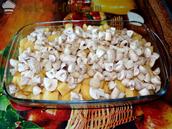 Cartofi cu ciuperci coapte în cuptor - cartofi la cuptor, cum ar fi cu ciuperci, un pas cu pas reteta fotografii