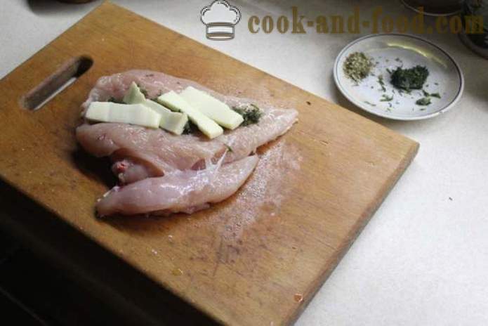 Brânză rola din piept de pui în cuptor - cum să faci o rola de pui la domiciliu, pas cu pas reteta fotografii