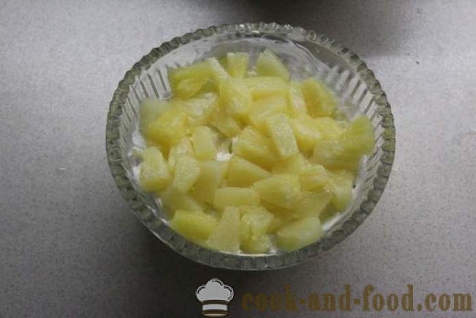 Salata Layered cu ciuperci, piept si ananas - modul de a face salata de ananas cu pui, un pas cu pas reteta fotografii