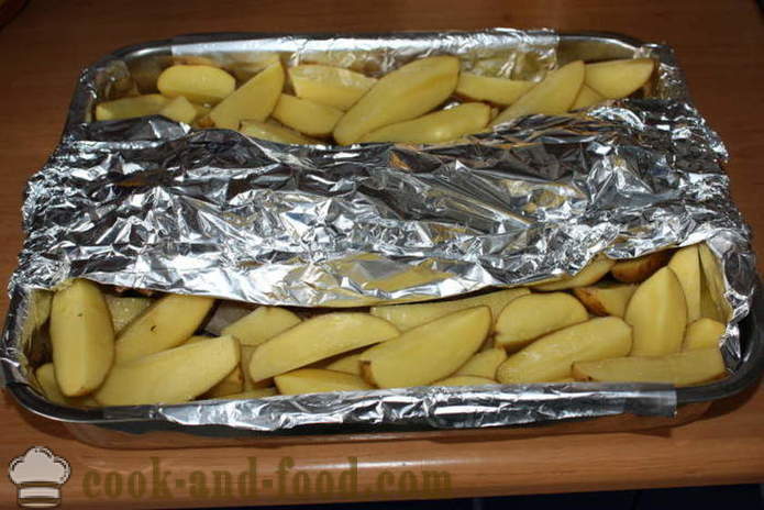 Coaste de porc la cuptor cu cartofi în cuptor - cartofi la cuptor cu bacon, cum ar fi, un pas cu pas reteta fotografii