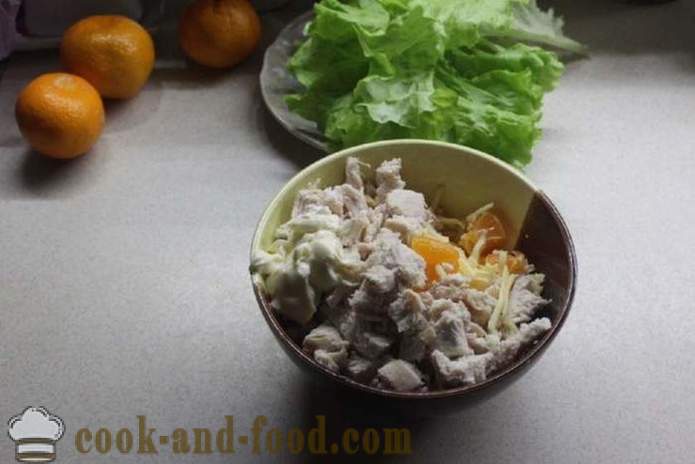 Salata de Anul Nou cu piept de pui și mandarină - cum să pregătească o salată cu pui și mandarinele, un pas cu pas reteta fotografii