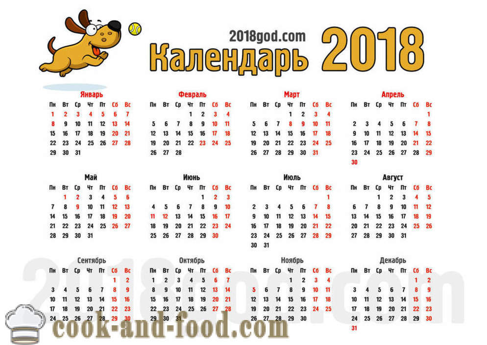 Calendar 2018 - Anul Cainelui pe calendarul de est: descărcare gratuită de calendare de Crăciun cu caini si catei.
