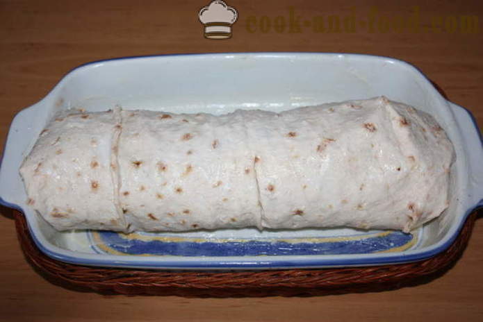 Lipie cu omletă și brânză în cuptor - cum să se pregătească role de pâine pita, un pas cu pas rola reteta de lipie cu omletă și brânză