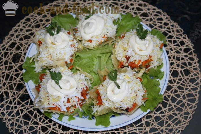 Salata de ciuperci delicioase într-un coș de brânză - cum să facă brânză coșuri de salata verde, un pas cu pas reteta fotografii