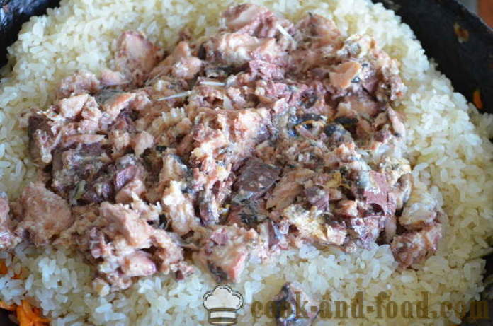 Pilaf pește Lean - Cum de a găti risotto cu conserve de pește, pas cu pas reteta fotografii