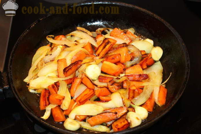 Tocană de miel cu ceapa, morcovi și usturoi - Cum de a găti o tocană de miel delicios, un pas cu pas reteta fotografii