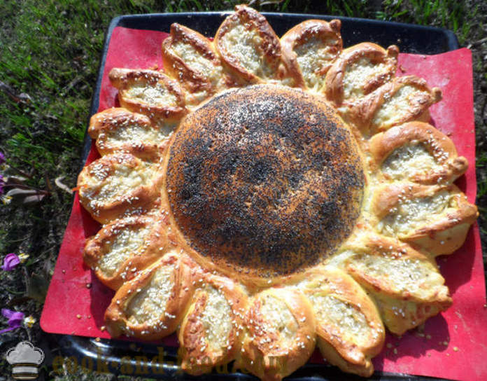 Carne gustare-tort de floarea-soarelui - cum să facă un tort de drojdie, floarea-soarelui, pas cu pas reteta fotografii