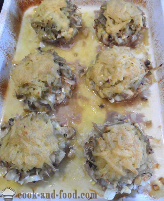 Chiftelele produse de patiserie in cuptor la cuptor cu ciuperci si sos - cum să gătească chiftelutele suculent în cuptor, cu un pas cu pas reteta fotografii