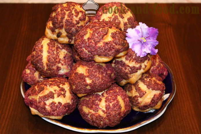 Prăjituri cu cremă Shu cu krakelinom violet - cum să gătească un tort Shu in casa, reteta clasica cu o fotografie