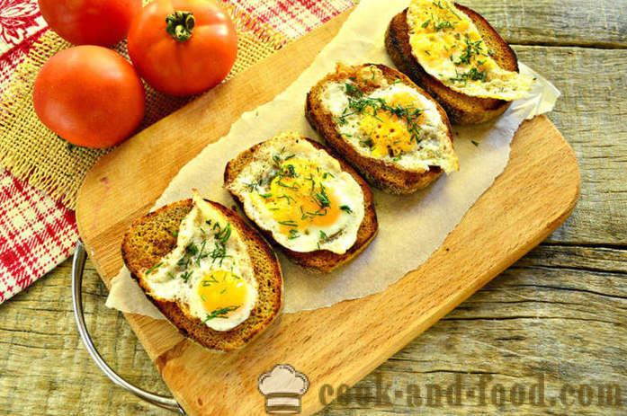 Pâine prăjită franceză cu ou și verdeață pe o tigaie - cum să faci un toast cu un ou pentru micul dejun, un pas cu pas reteta fotografii