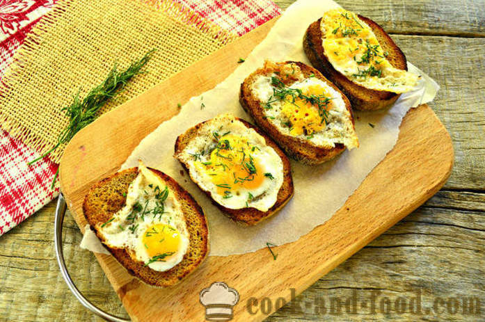 Pâine prăjită franceză cu ou și verdeață pe o tigaie - cum să faci un toast cu un ou pentru micul dejun, un pas cu pas reteta fotografii