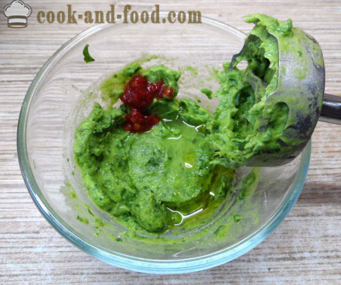 Guacamole verde sos clasic - modul de a face fructele de avocado guacamole la domiciliu, pas cu pas reteta fotografii