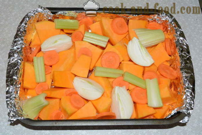 Crema de dovleac, morcovi și țelină fără cremă - Cum de a găti o supă de dovleac delicios, un pas cu pas reteta fotografii