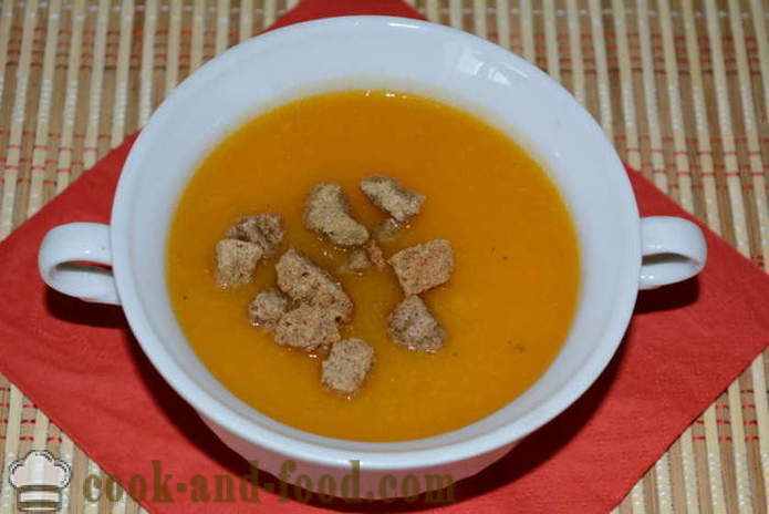 Crema de dovleac, morcovi și țelină fără cremă - Cum de a găti o supă de dovleac delicios, un pas cu pas reteta fotografii
