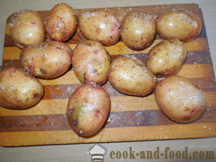 Cartofi copți în jachete lor în cuptor - cartofi copți ca delicioase în pieile lor în cuptor, cu un pas cu pas reteta fotografii