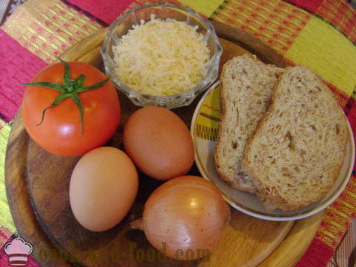 Scrambled în italiană - cum să gătească omletă cu roșii, brânză și pâine, cu un pas cu pas reteta fotografii