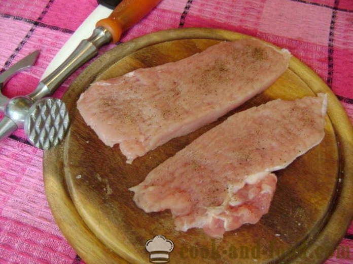 Carne de porc șnițel cu ceapa - modul de a găti escalope de carne de porc, cu un pas cu pas reteta fotografii
