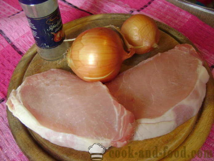 Carne de porc șnițel cu ceapa - modul de a găti escalope de carne de porc, cu un pas cu pas reteta fotografii