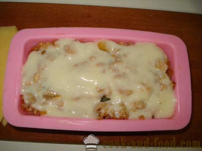 Lasagna rapidă cu carne de pui tocată fără testare - cum să gătească lasagna fără testul, pas cu pas reteta fotografii