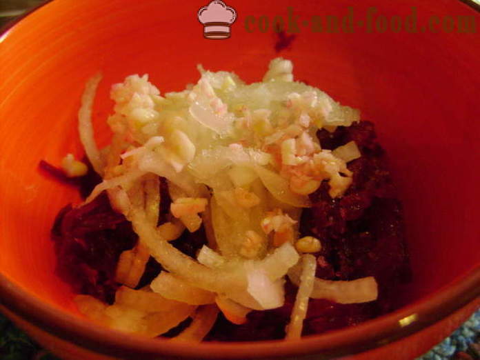 Salata de sfecla rosie fara maioneza, usturoi si ceapa - cum să pregătească o salata de sfecla, un pas cu pas reteta fotografii