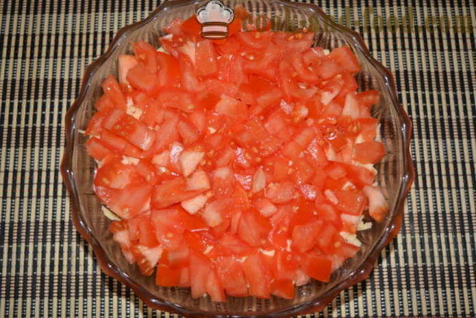 Salata cu bastoane crab, roșii, brânză și ouă - cum să gătească o salata delicioasa de crab bastoane, un pas cu pas reteta fotografii