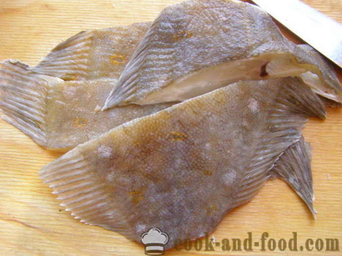 Flounder prăjit într-o tigaie cu legume si sos de rosii - cum de a găti fileuri Flounder prăjite, pas cu pas reteta fotografii