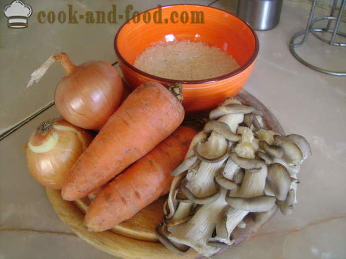Pilaf fara carne cu ciuperci într-o tigaie - modul de a găti risotto cu ciuperci fara carne, un pas cu pas reteta fotografii